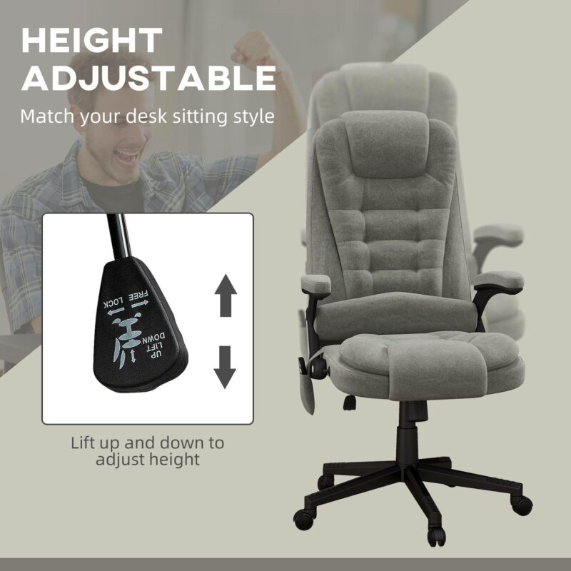 Massage Office Chair With 6 Points Heat Velvet Executive Office Chair - Image 4