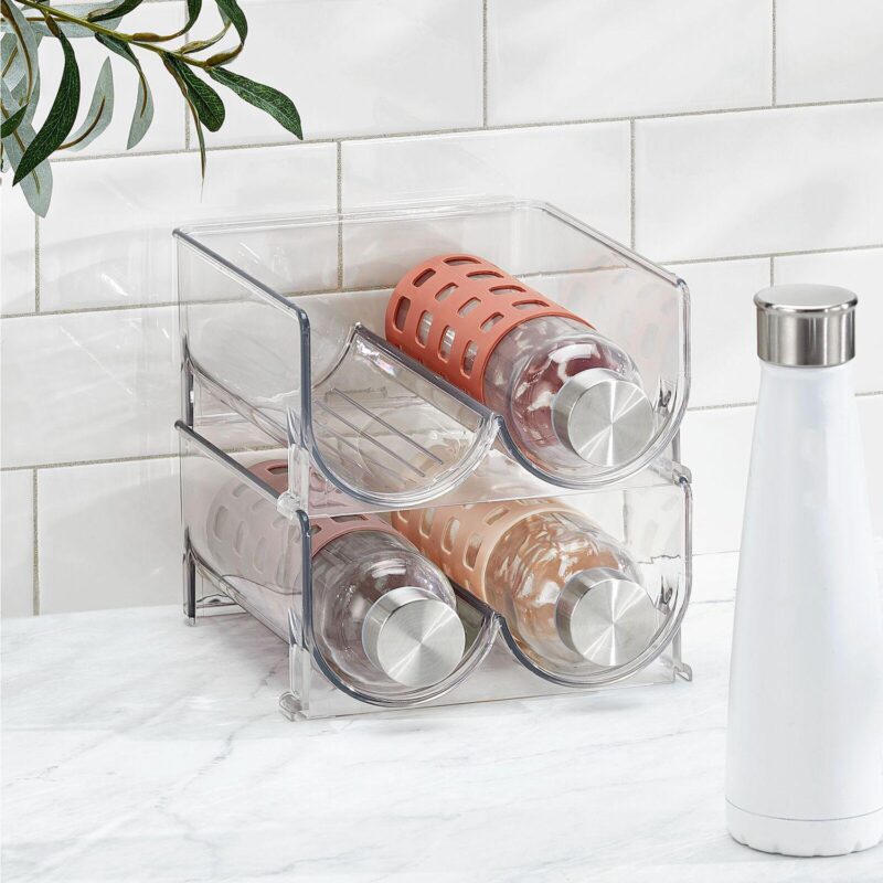 Mdesign Plastic Free-standing Stackable 2 Bottle Storage Rack, 8 Pack - Image 3