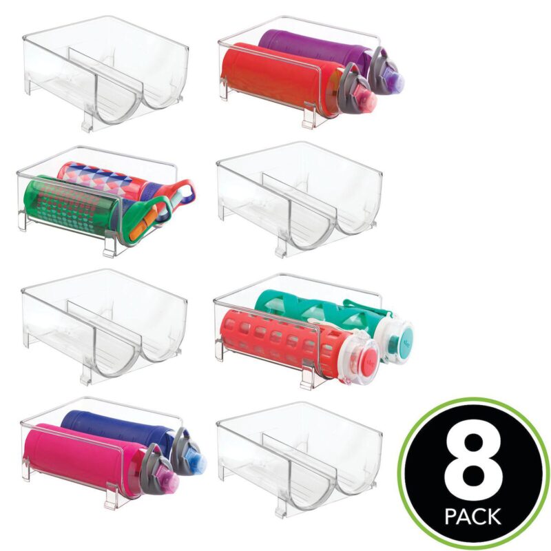 Mdesign Plastic Free-standing Stackable 2 Bottle Storage Rack, 8 Pack - Image 2