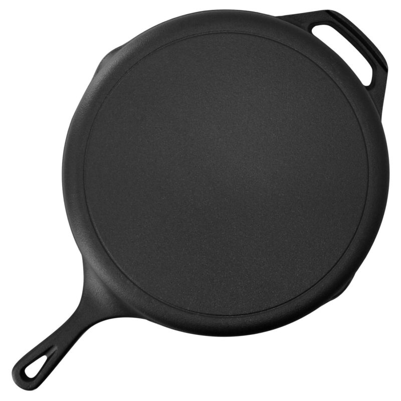 MegaChef 14 Piece Cast Iron Skillet Set with Tempered Glass Lids and Silicone Holders - Image 6