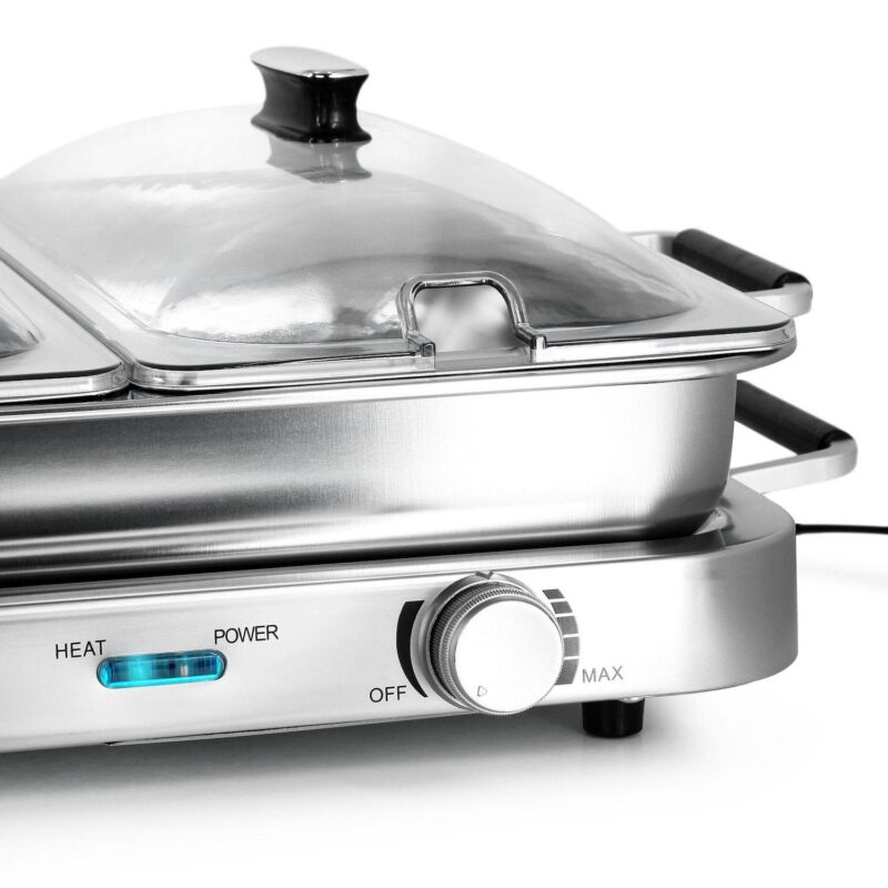 MegaChef 3-in-1 Electric Chafing Buffet Server and Warming Tray with Triple 2.63 qt. Trays and 8.6 qt. Baking Pan - Image 3