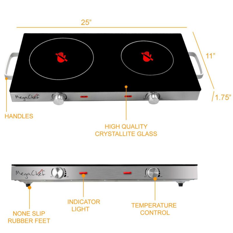 MegaChef Ceramic Infrared Double Cooktop - Image 4
