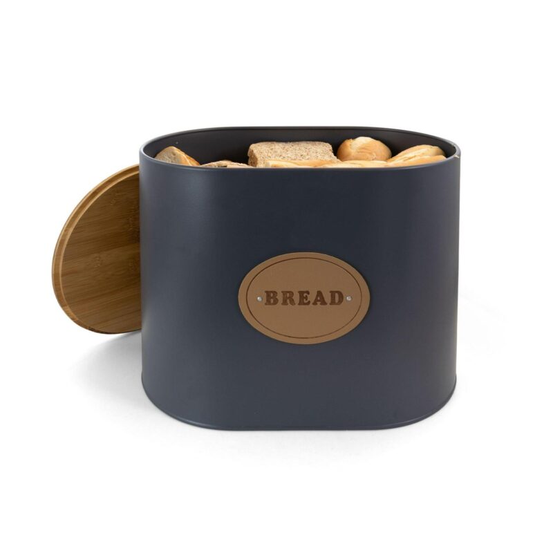 MegaChef Kitchen Food Storage and Organization 5 Piece Canister Set in Grey with Bamboo Lids - Image 2