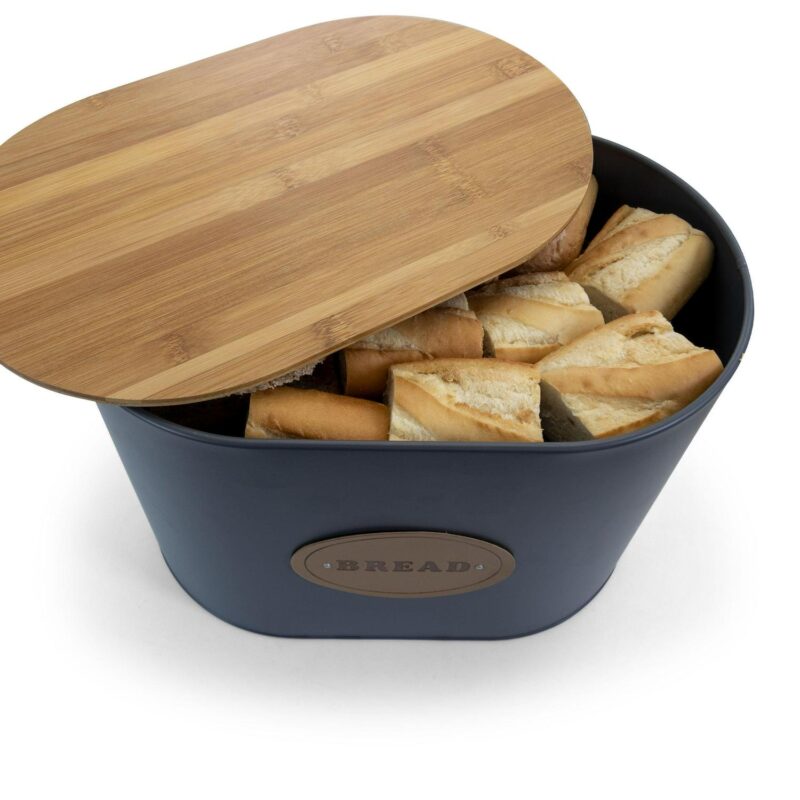 MegaChef Kitchen Food Storage and Organization 5 Piece Canister Set in Grey with Bamboo Lids - Image 5