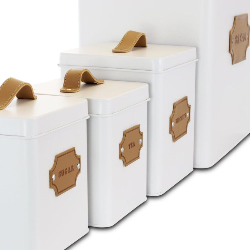 Megachef MG-415 5 Piece Kitchen Food Storage and Organization Canister Set, White - Image 5