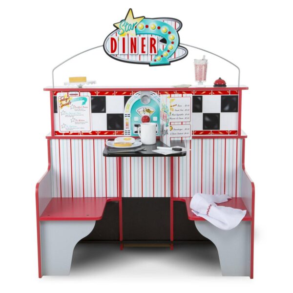 Melissa and Doug Double-Sided Wooden Star Diner Restaurant Play Space