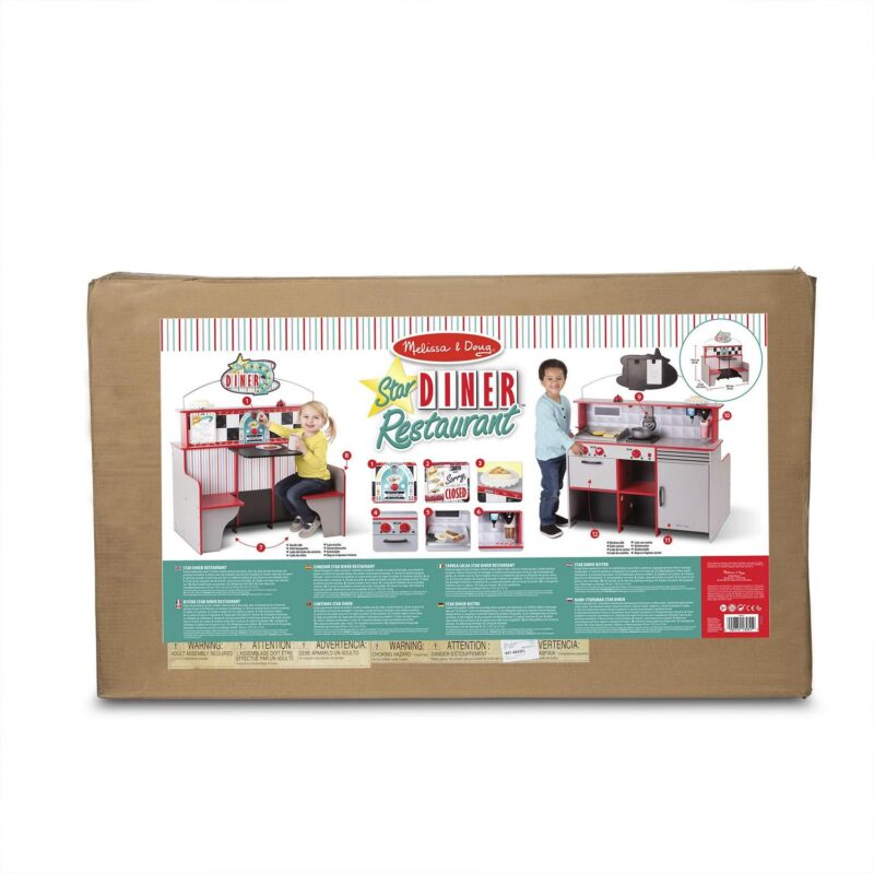 Melissa and Doug Double-Sided Wooden Star Diner Restaurant Play Space - Image 3