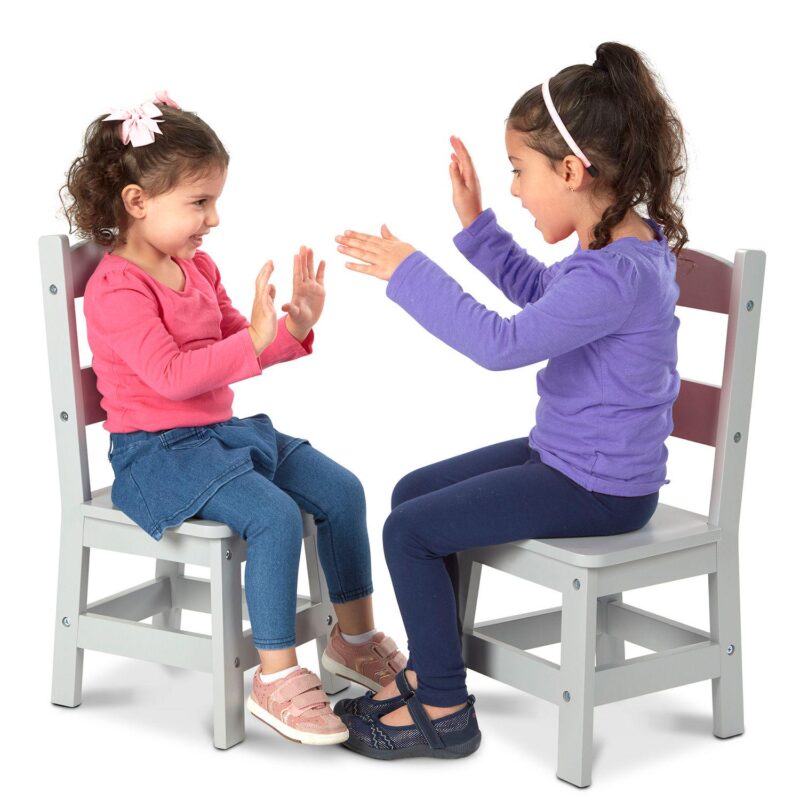 Melissa and Doug Kid's Furniture Wooden Chair Pair - Gray - Image 2