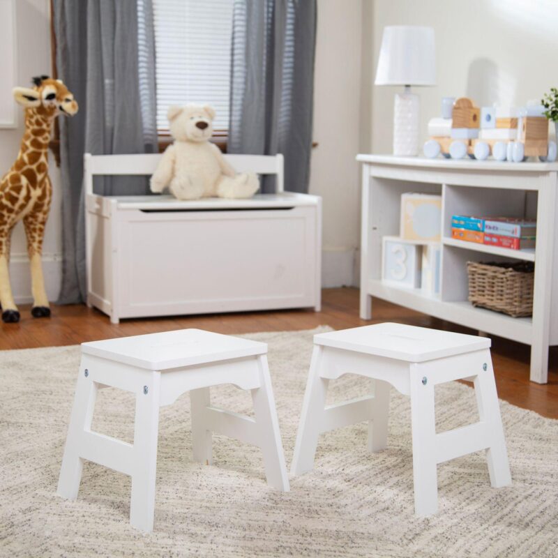 Melissa and Doug Set of 2 Portable Wooden Stools - Image 4