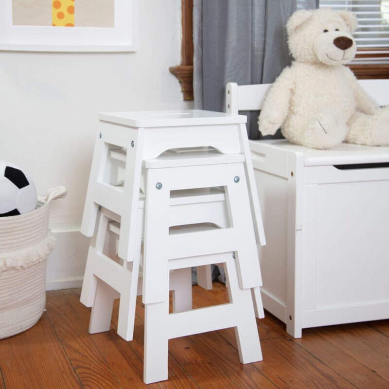Melissa and Doug Set of 2 Portable Wooden Stools - Image 5
