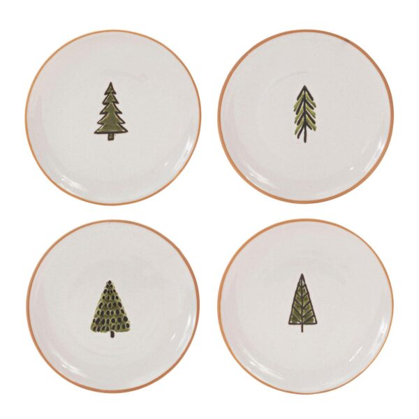 Melrose 4-Piece Ceramic Pine Tree Plate Set