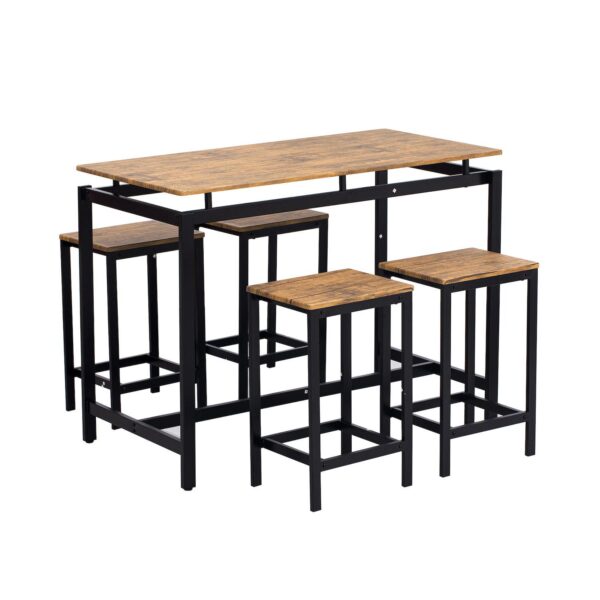 Merax 5-Piece Compact Bar Table Set with Table and StoolsModern Industrial Design