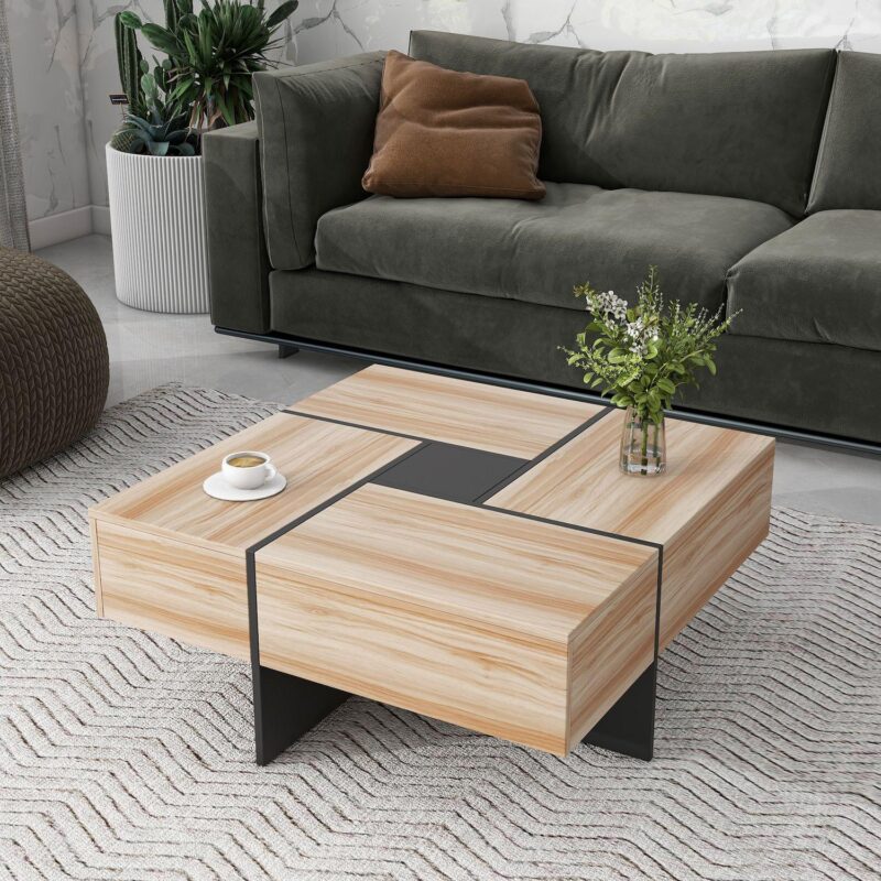 Merax Coffee Table with 4 Hidden Storage Compartments - Image 5