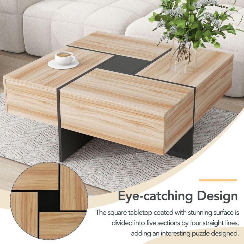 Merax Coffee Table with 4 Hidden Storage Compartments - Image 4