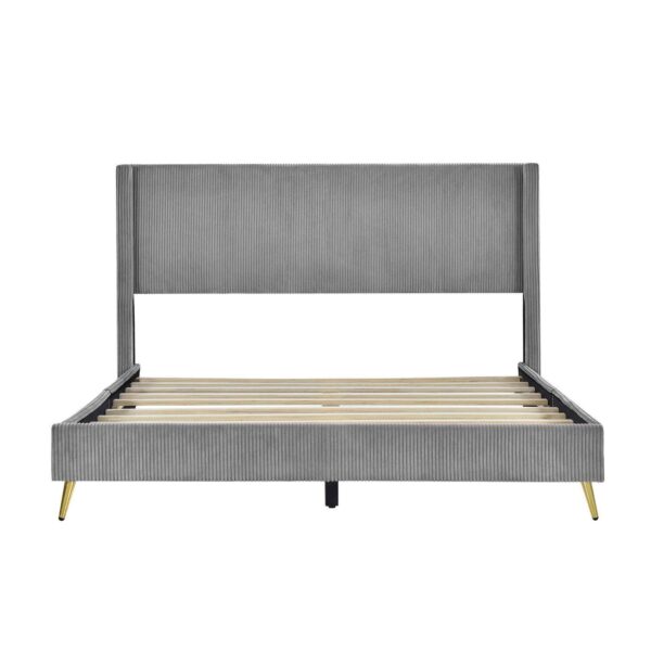 Merax Corduroy Platform Bed With Metal Legs