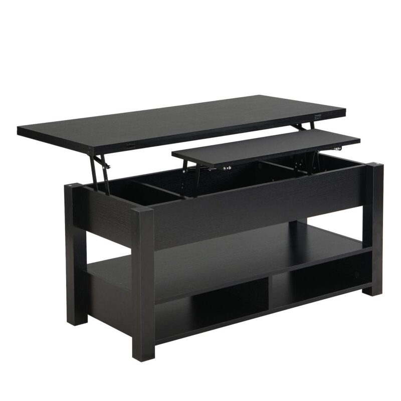 Merax Lift Top Coffee Table, Multi-functional Coffee Table With Open Shelves - Image 7