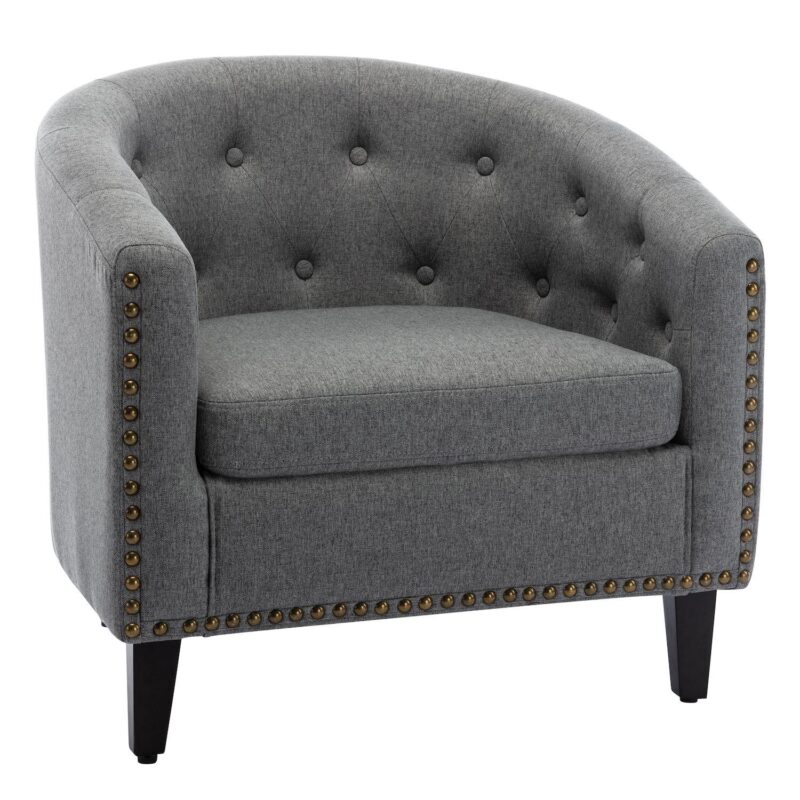Merax Linen Fabric Tufted Barrel Chairtub Chai - Image 4