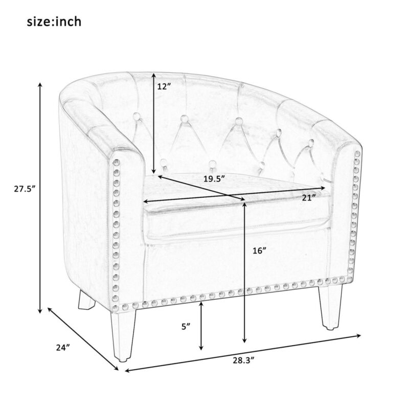 Merax Linen Fabric Tufted Barrel Chairtub Chai - Image 5