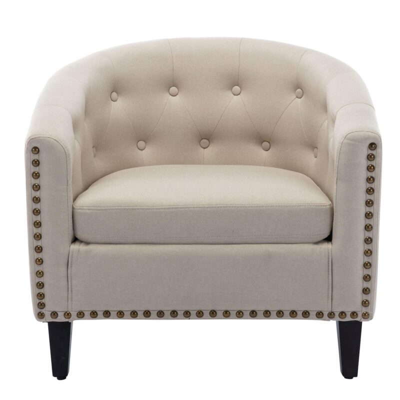 Merax Linen Fabric Tufted Barrel Chairtub Chai - Image 6