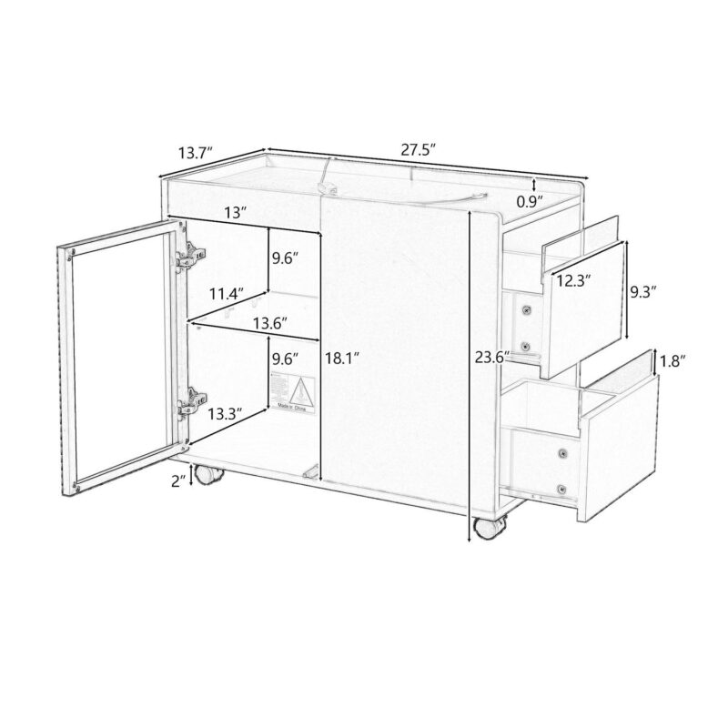 Merax Modern End Table With Led Light And Wheels - Image 5