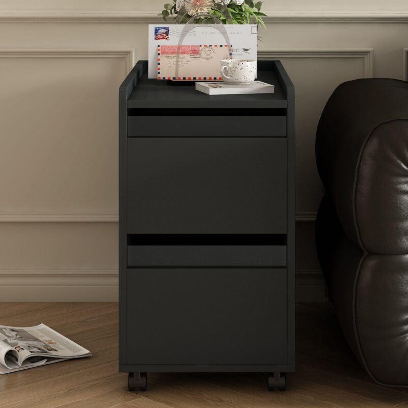 Merax Modern End Table With Led Light And Wheels - Image 4