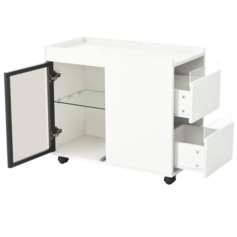 Merax Modern End Table With Led Light And Wheels - Image 6
