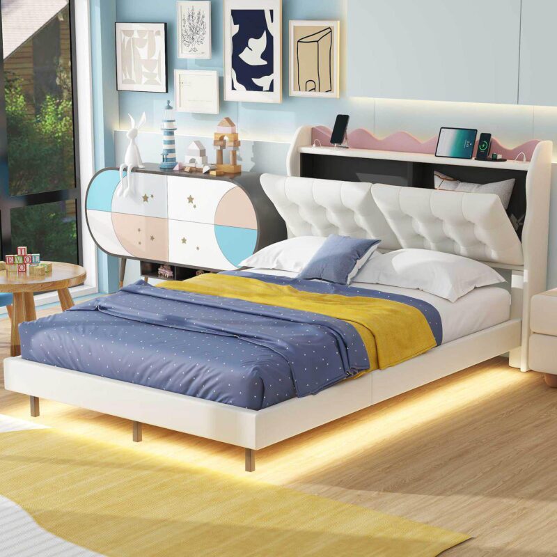 Merax Platform Bed Frame With Led Light Strips - Image 2