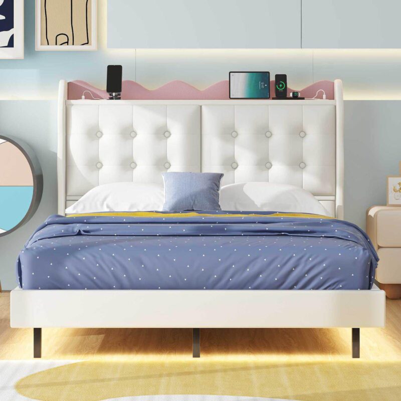 Merax Platform Bed Frame With Led Light Strips - Image 4