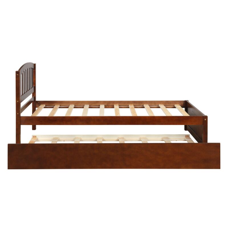 Merax Platform Bed Wood Bed Frame with Trundle - Image 4