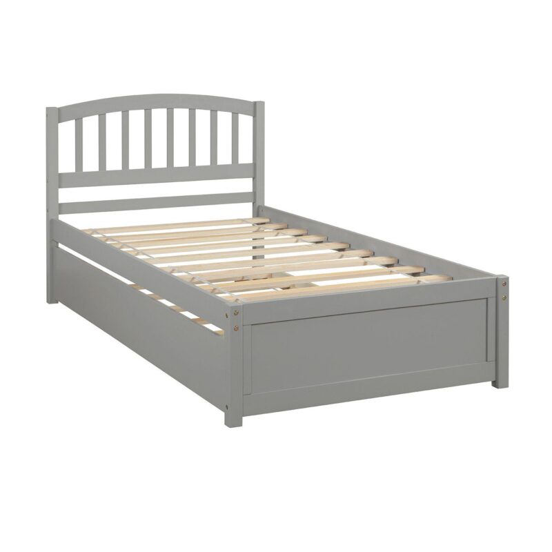 Merax Platform Bed Wood Bed Frame with Trundle - Image 7