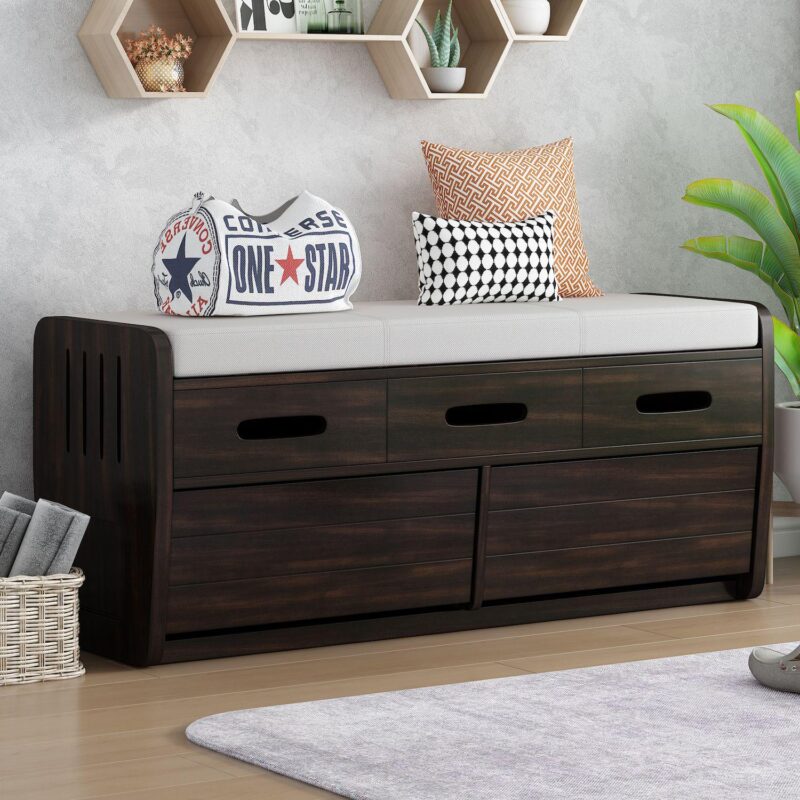 Merax Rustic Storage Bench With 2 Drawers - Image 2