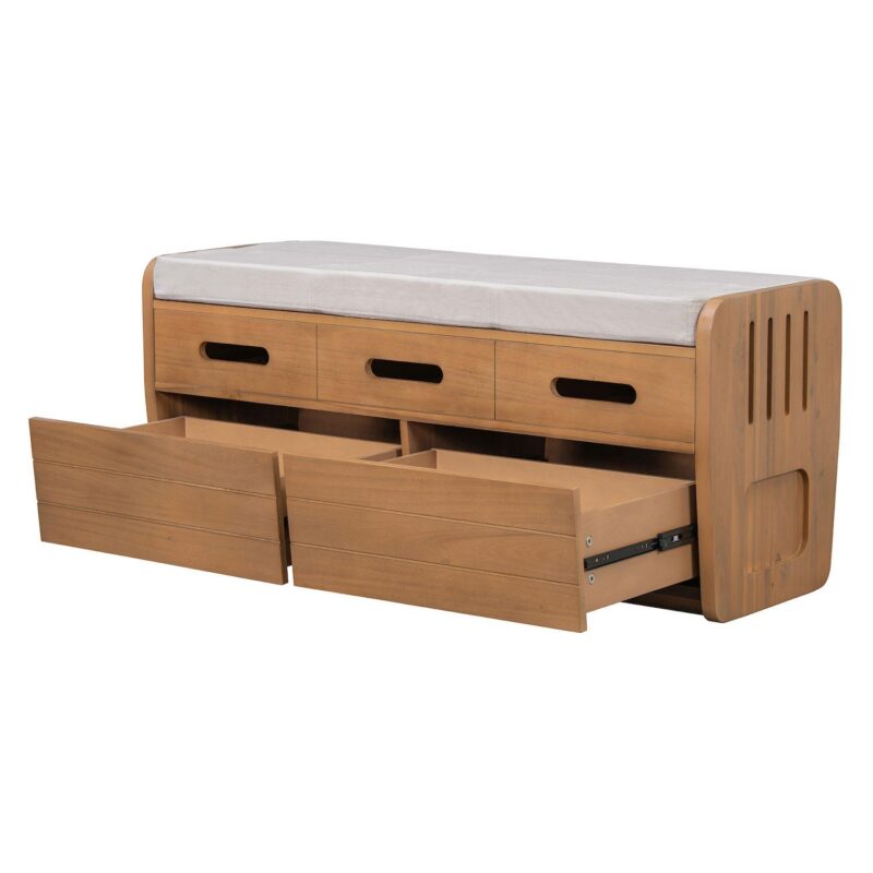 Merax Rustic Storage Bench With 2 Drawers - Image 8