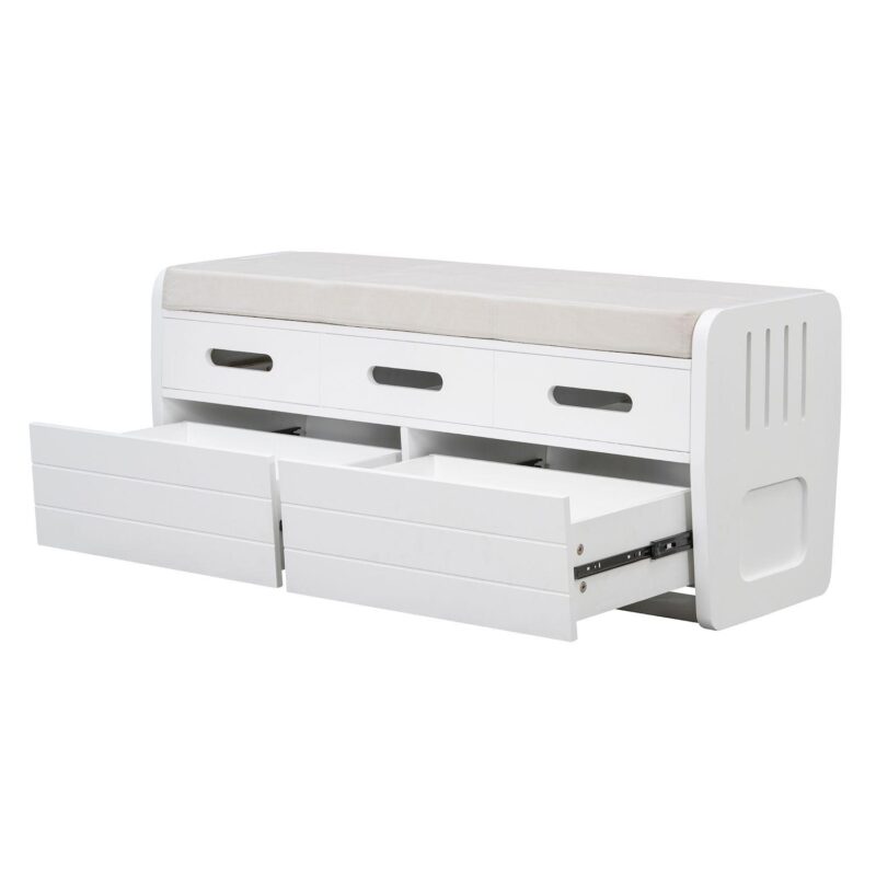 Merax Rustic Storage Bench With 2 Drawers - Image 7