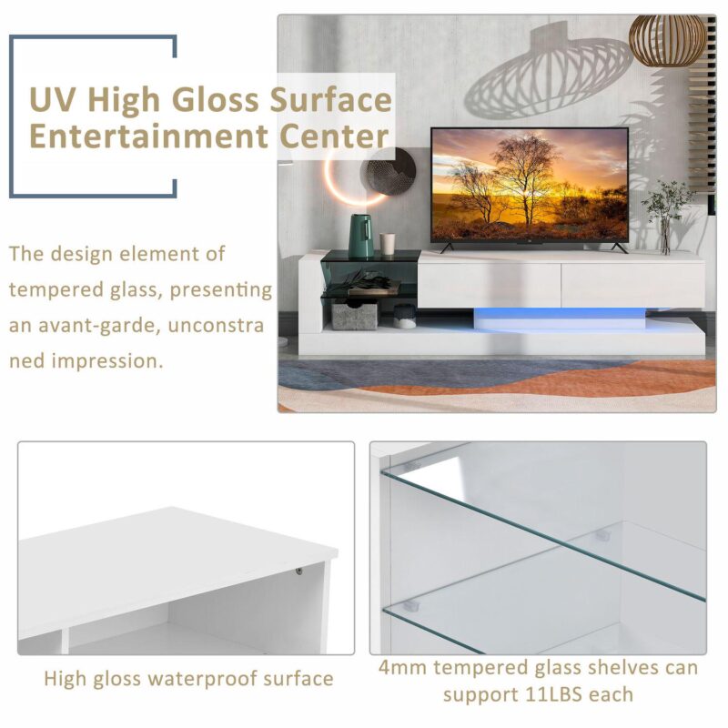 Merax TV Stand with Two Media Storage Cabinets - Image 5