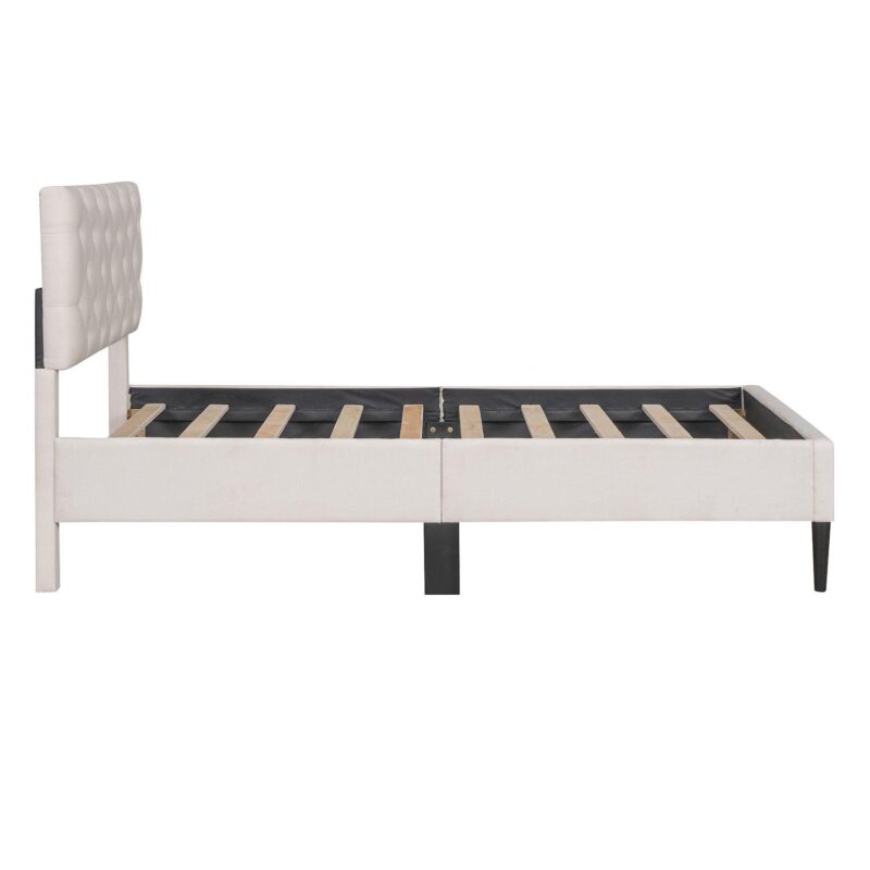 Merax Upholstered Linen Platform Bed - Image 4