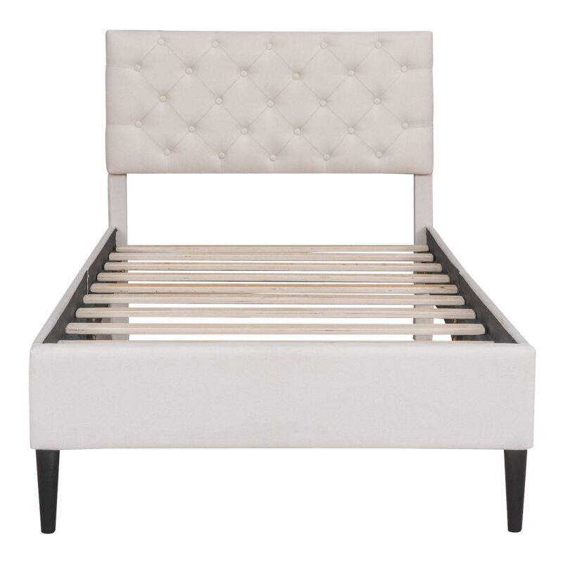 Merax Upholstered Linen Platform Bed - Image 6