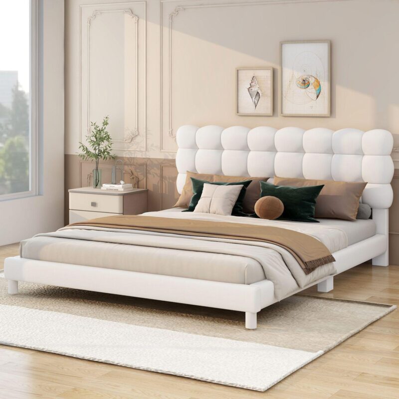 Merax Upholstered Platform Bed With Soft Headboard - Image 4
