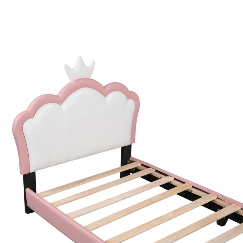 Merax Upholstered Princess Bed With Crown Headboard - Image 5