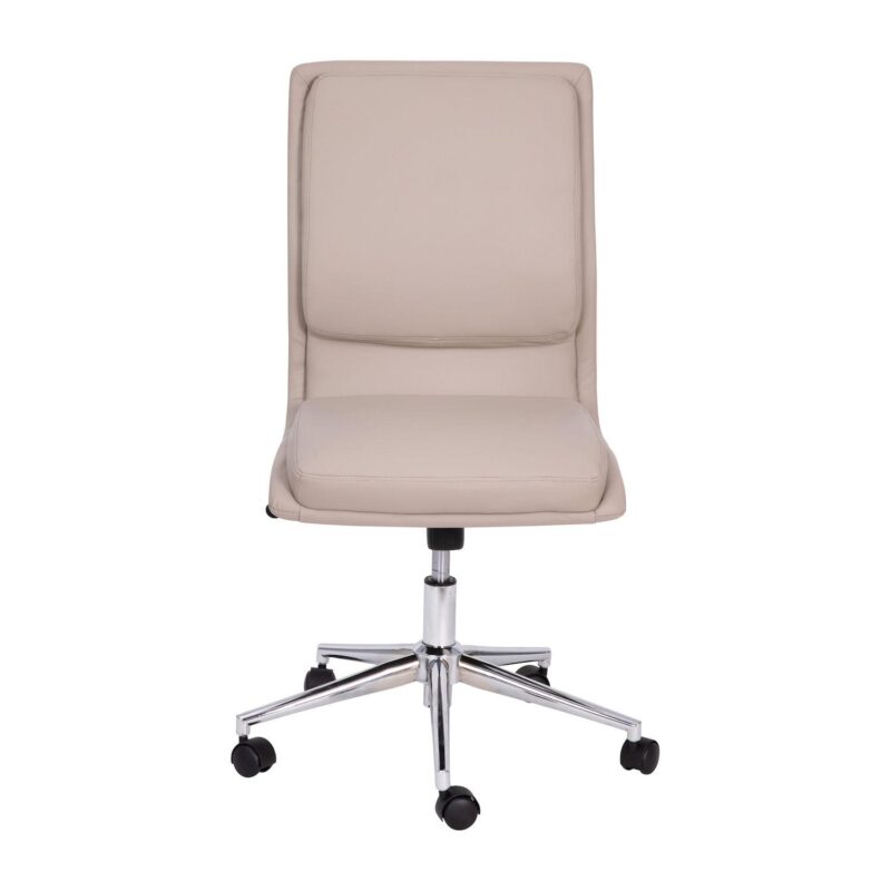 Merrick Lane Artemis Mid-Back Armless Home Office Chair with Height Adjustable Swivel Seat and Five Star Chrome Base, Taupe Faux Leather - Image 5