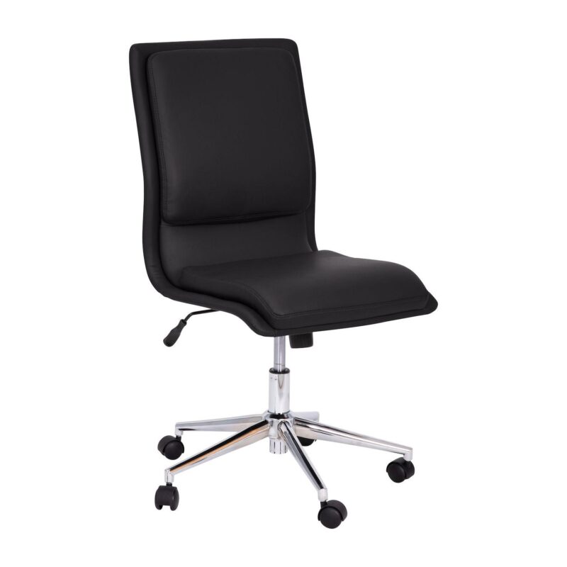 Merrick Lane Artemis Mid-Back Armless Home Office Chair with Height Adjustable Swivel Seat and Five Star Chrome Base, Taupe Faux Leather - Image 7