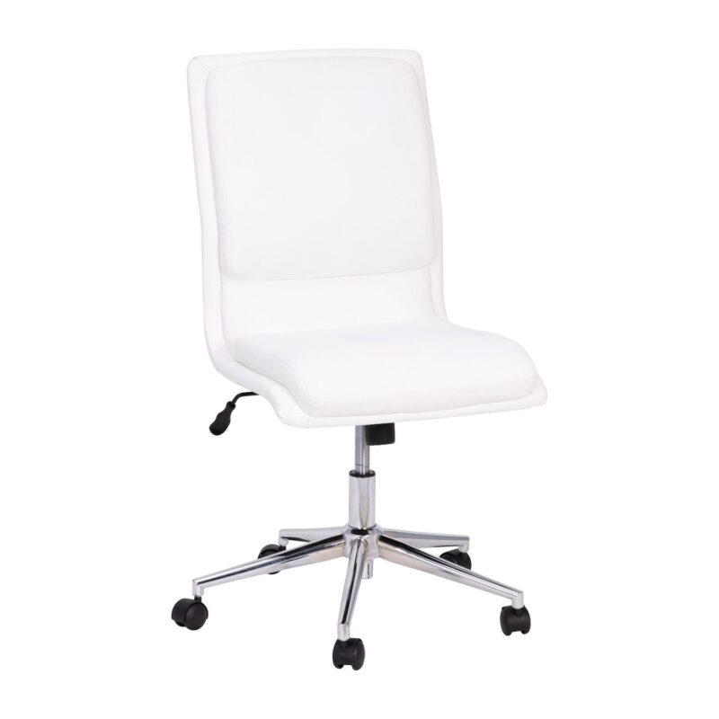 Merrick Lane Artemis Mid-Back Armless Home Office Chair with Height Adjustable Swivel Seat and Five Star Chrome Base, Taupe Faux Leather - Image 8