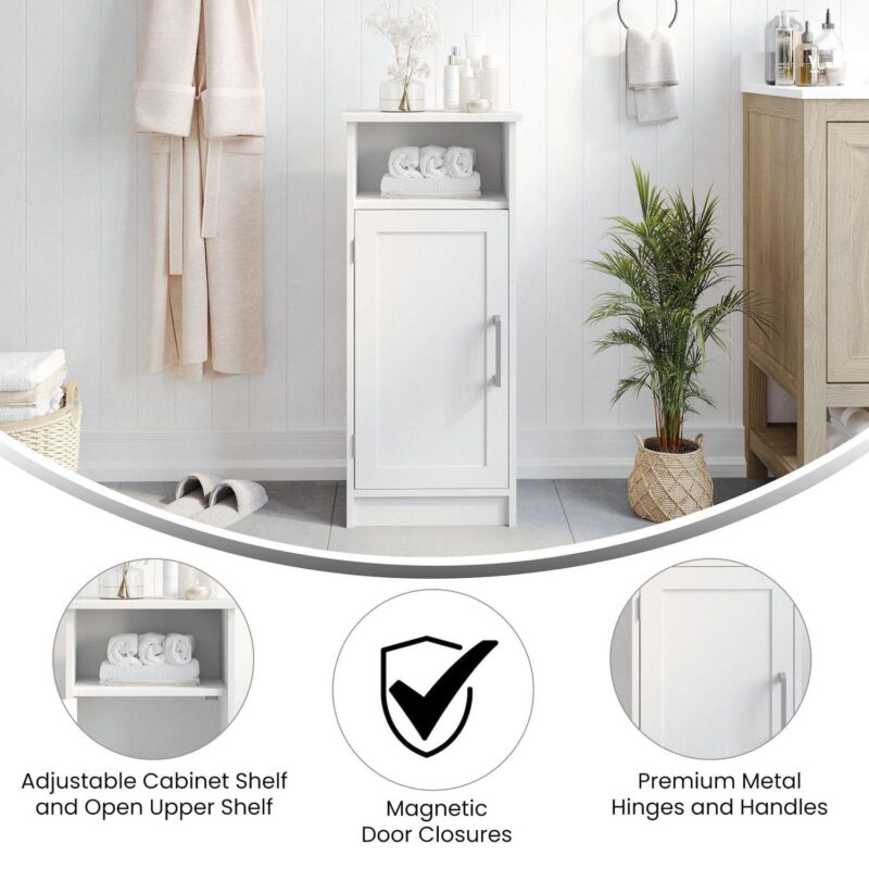Merrick Lane Contemporary Single Door Bathroom Storage Cabinet With Shelves - Image 4