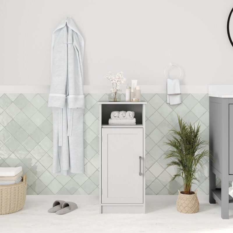 Merrick Lane Contemporary Single Door Bathroom Storage Cabinet With Shelves - Image 2