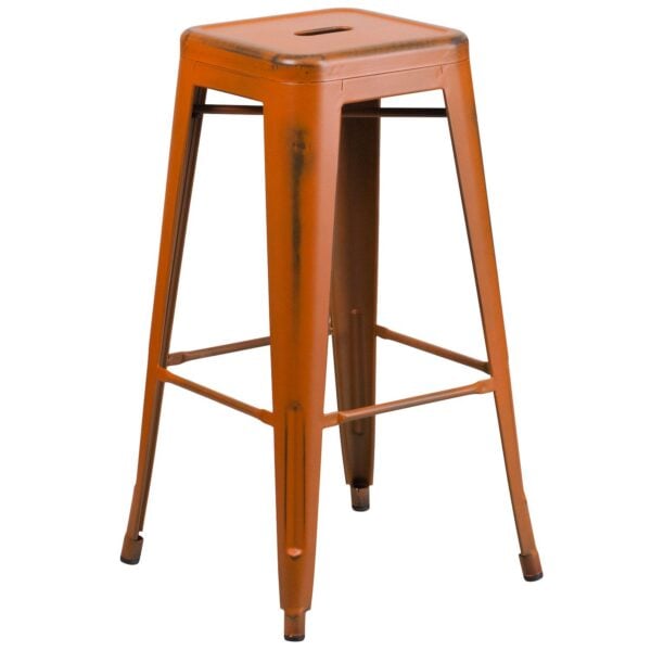 Merrick Lane Elba Series Metal Stool with Powder Coated Finish and Integrated Floor Glides