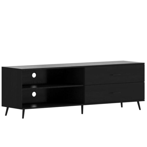 Merrick Lane Erikson Mid-Century Modern TV Stand with Adjustable Shelves and Two Drawers