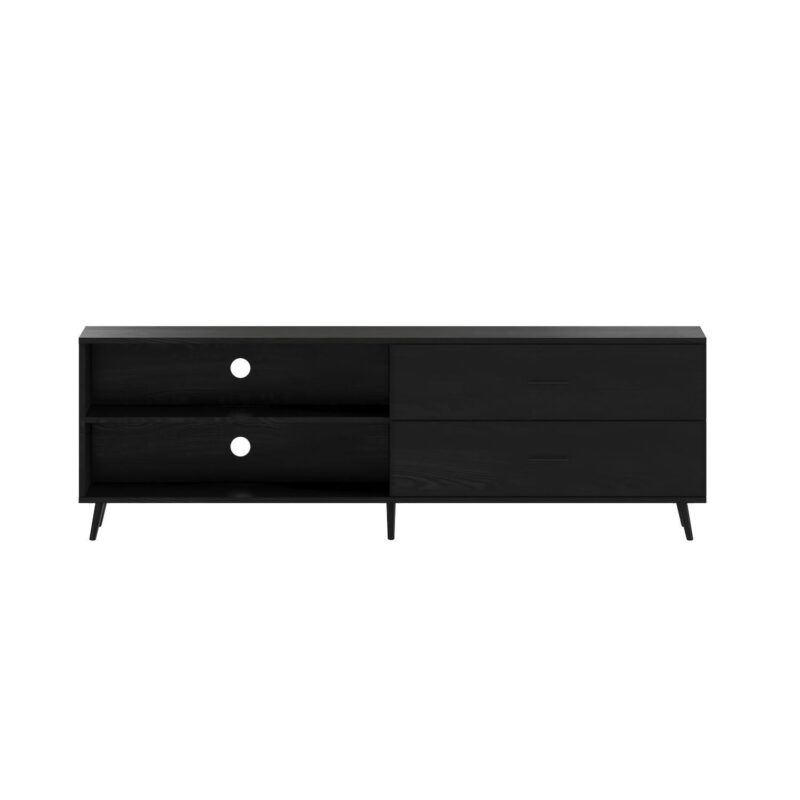 Merrick Lane Erikson Mid-Century Modern TV Stand with Adjustable Shelves and Two Drawers - Image 5