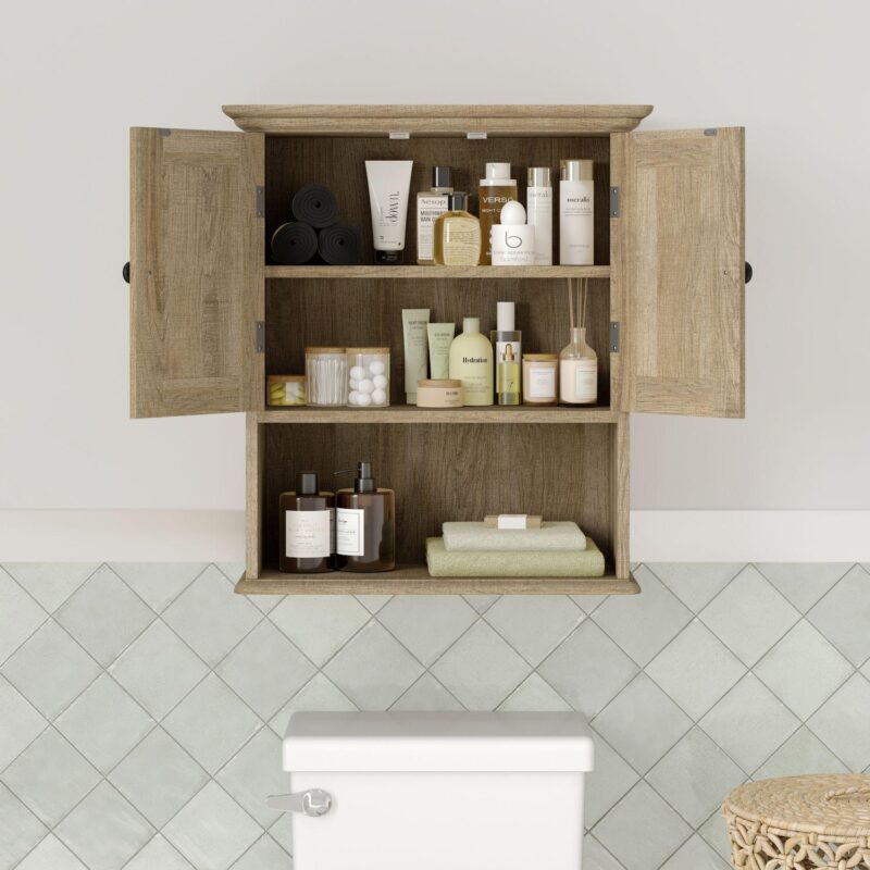 Merrick Lane Farmhouse Wall Mount Storage Cabinet For Bath Or Laundry Room - Image 3