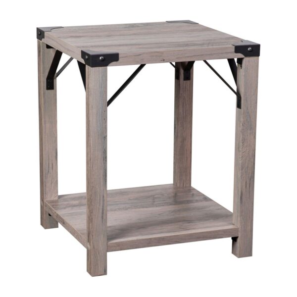 Merrick Lane Green River Modern Farmhouse Engineered Wood End Table and Powder Coated Steel Accents