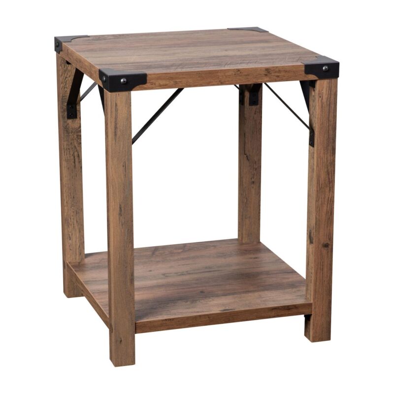 Merrick Lane Green River Modern Farmhouse Engineered Wood End Table and Powder Coated Steel Accents - Image 6