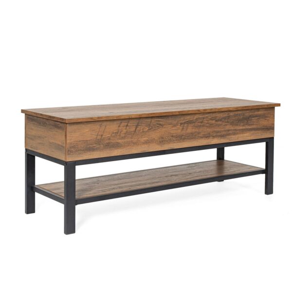 Merrick Lane Green River Rustic Farmhouse Entryway Bench with Bottom Storage Shelf